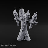 Rope-Lashed Torch-Bristling Tribal Wooden Torch Stand Miniature for Dungeons and Dragons, Pathfinder or other TTRPGs