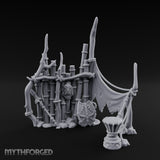Rope-Lashed Totem-Masked Tribal Bamboo Palisade Scene Miniature for Dungeons and Dragons, Pathfinder or other TTRPGs
