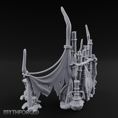 Rope-Lashed Totem-Masked Tribal Bamboo Palisade Scene Miniature for Dungeons and Dragons, Pathfinder or other TTRPGs