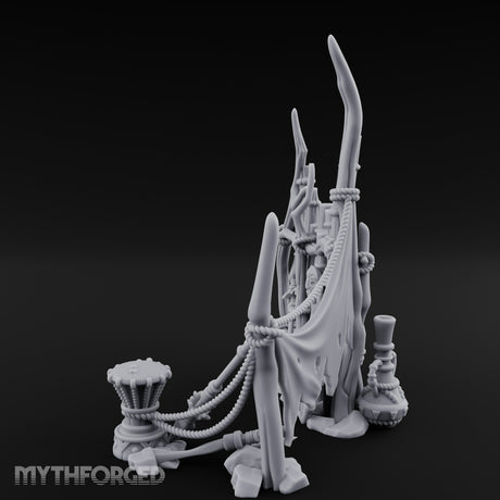 Rope-Lashed Totem-Masked Tribal Bamboo Palisade Scene Miniature for Dungeons and Dragons, Pathfinder or other TTRPGs