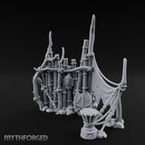 Rope-Lashed Totem-Masked Tribal Bamboo Palisade Scene Miniature for Dungeons and Dragons, Pathfinder or other TTRPGs