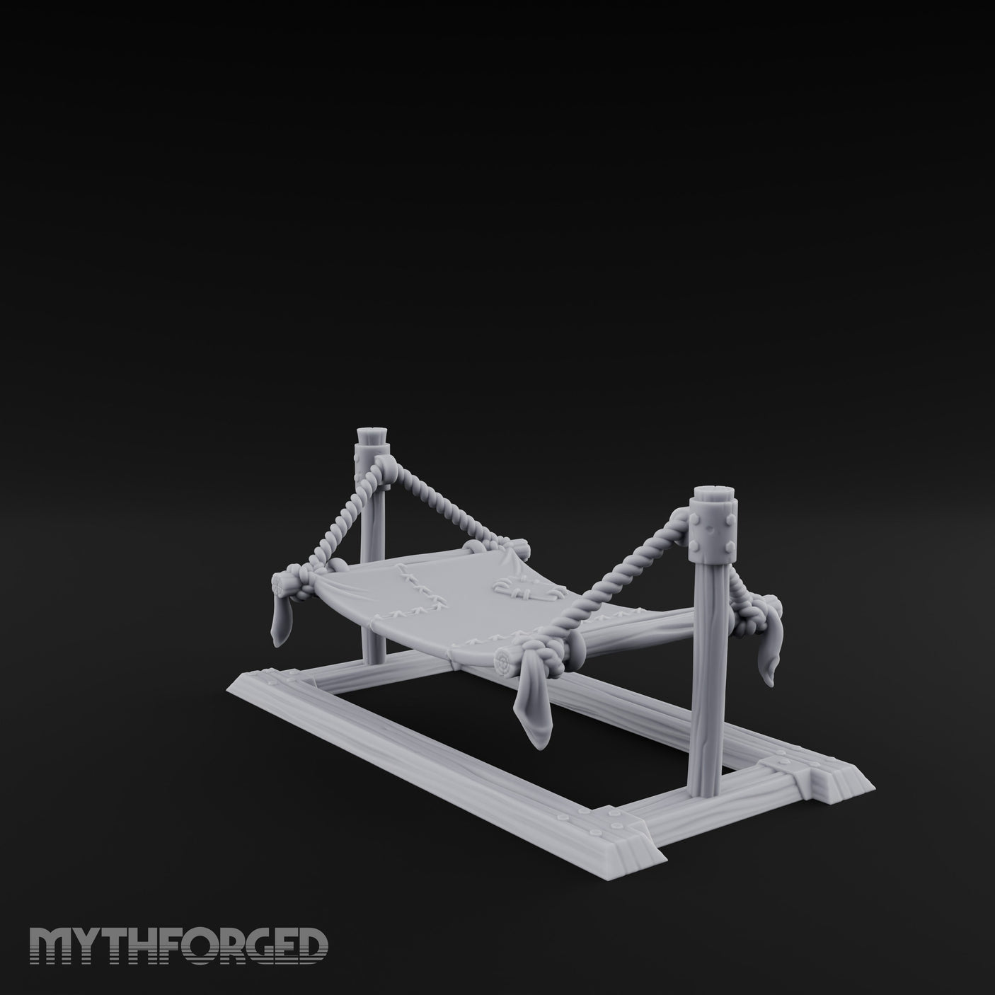 Rope-Strung Timber-Framed Hammock Miniature for Dungeons and Dragons, Pathfinder or other TTRPGs
