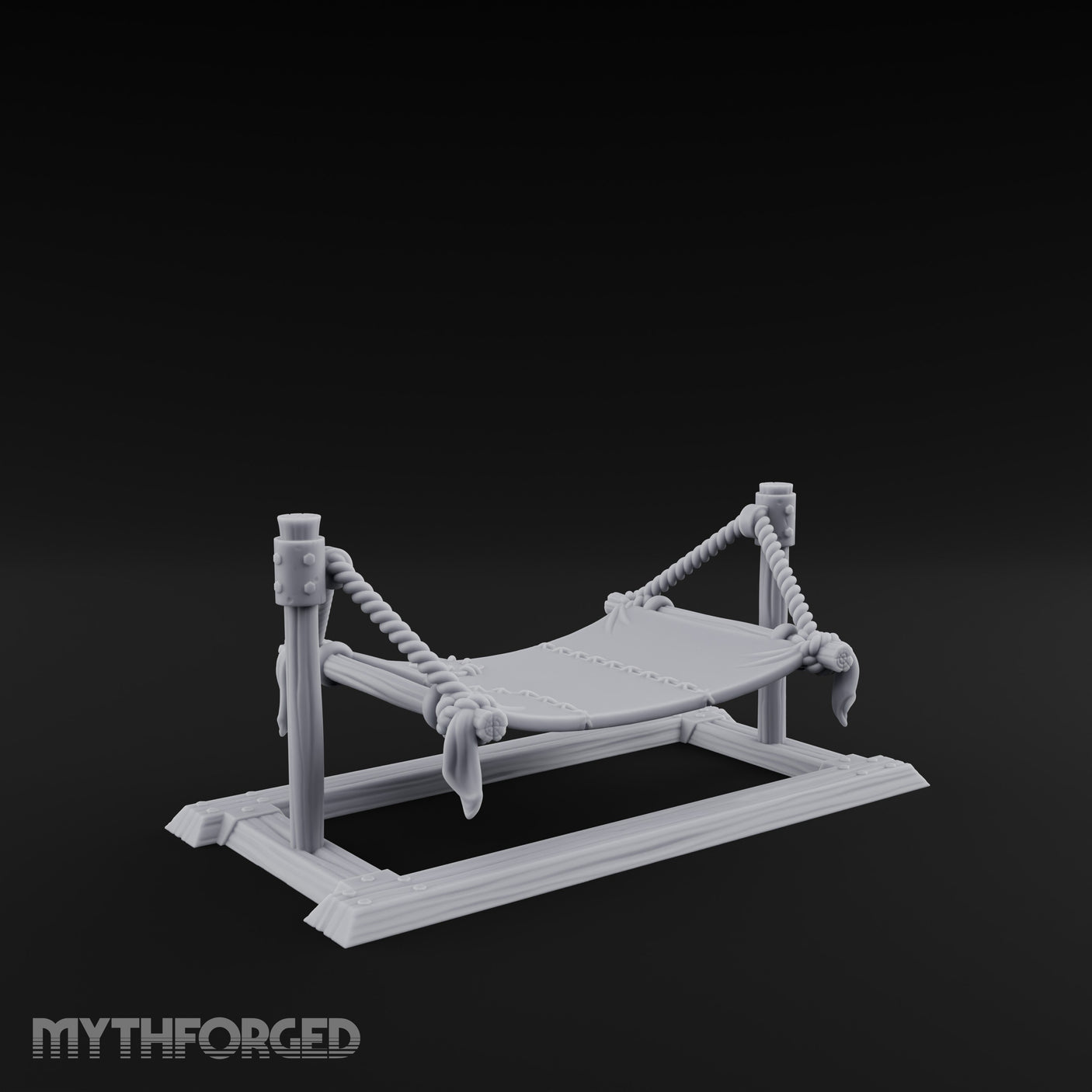 Rope-Strung Timber-Framed Hammock Miniature for Dungeons and Dragons, Pathfinder or other TTRPGs