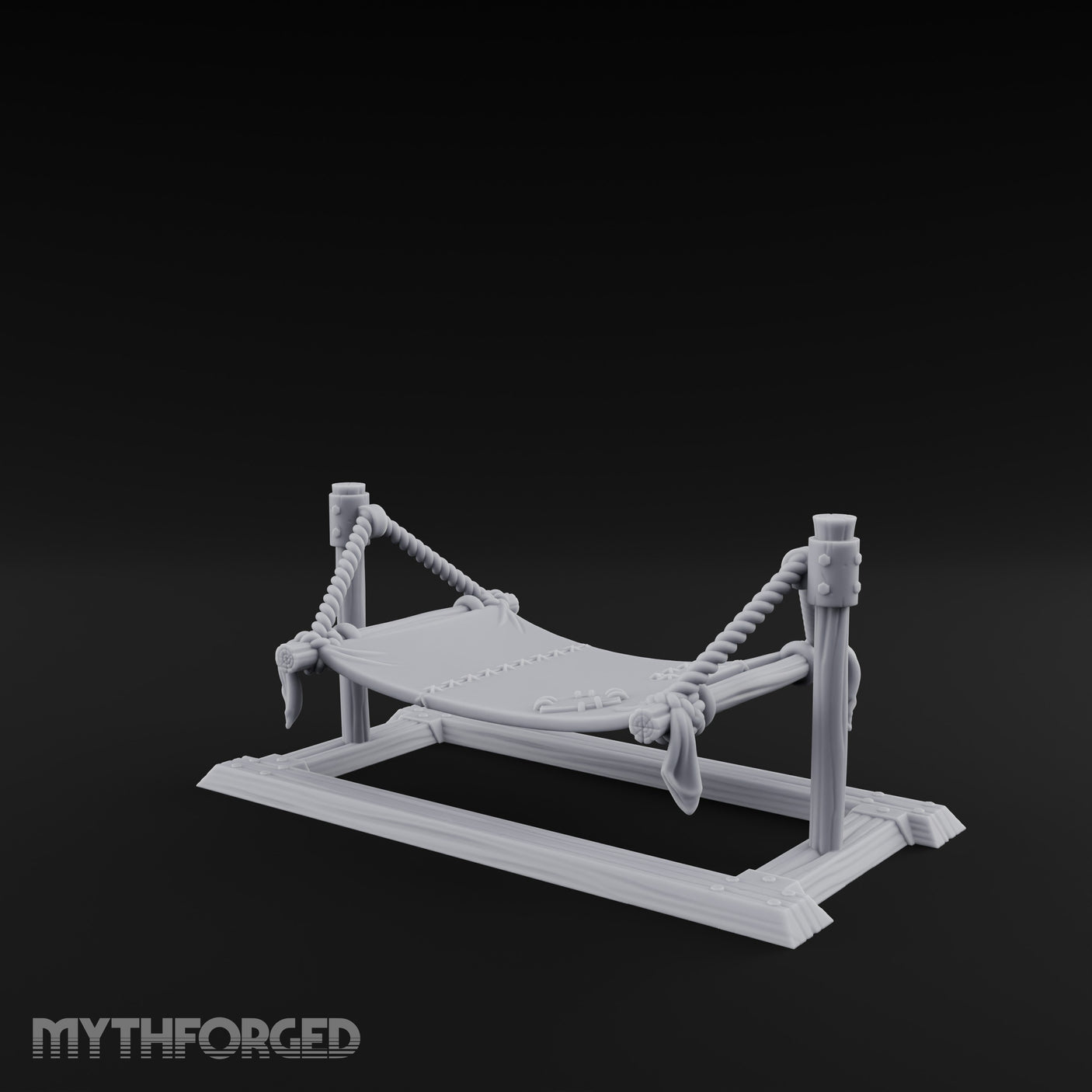 Rope-Strung Timber-Framed Hammock Miniature for Dungeons and Dragons, Pathfinder or other TTRPGs