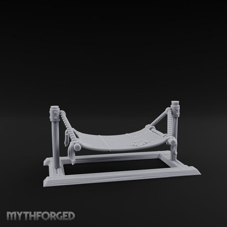 Rope-Strung Timber-Framed Hammock Miniature for Dungeons and Dragons, Pathfinder or other TTRPGs