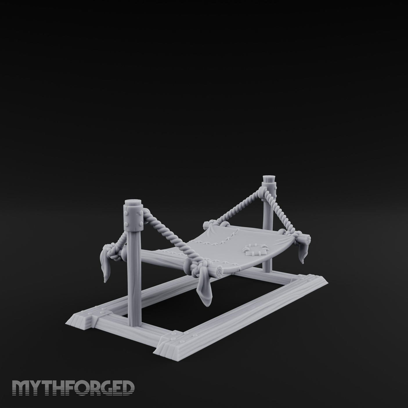 Rope-Strung Timber-Framed Hammock Miniature for Dungeons and Dragons, Pathfinder or other TTRPGs