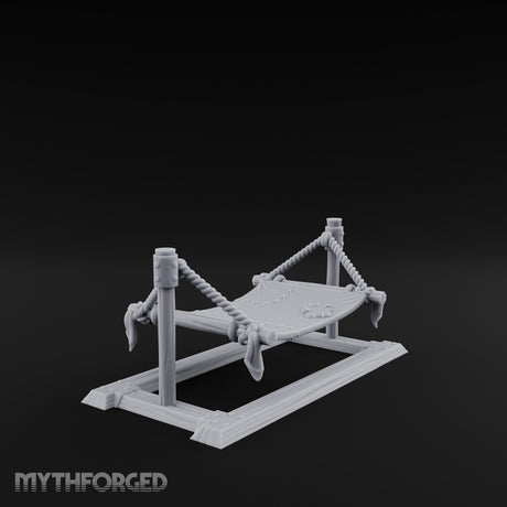 Rope-Strung Timber-Framed Hammock Miniature for Dungeons and Dragons, Pathfinder or other TTRPGs