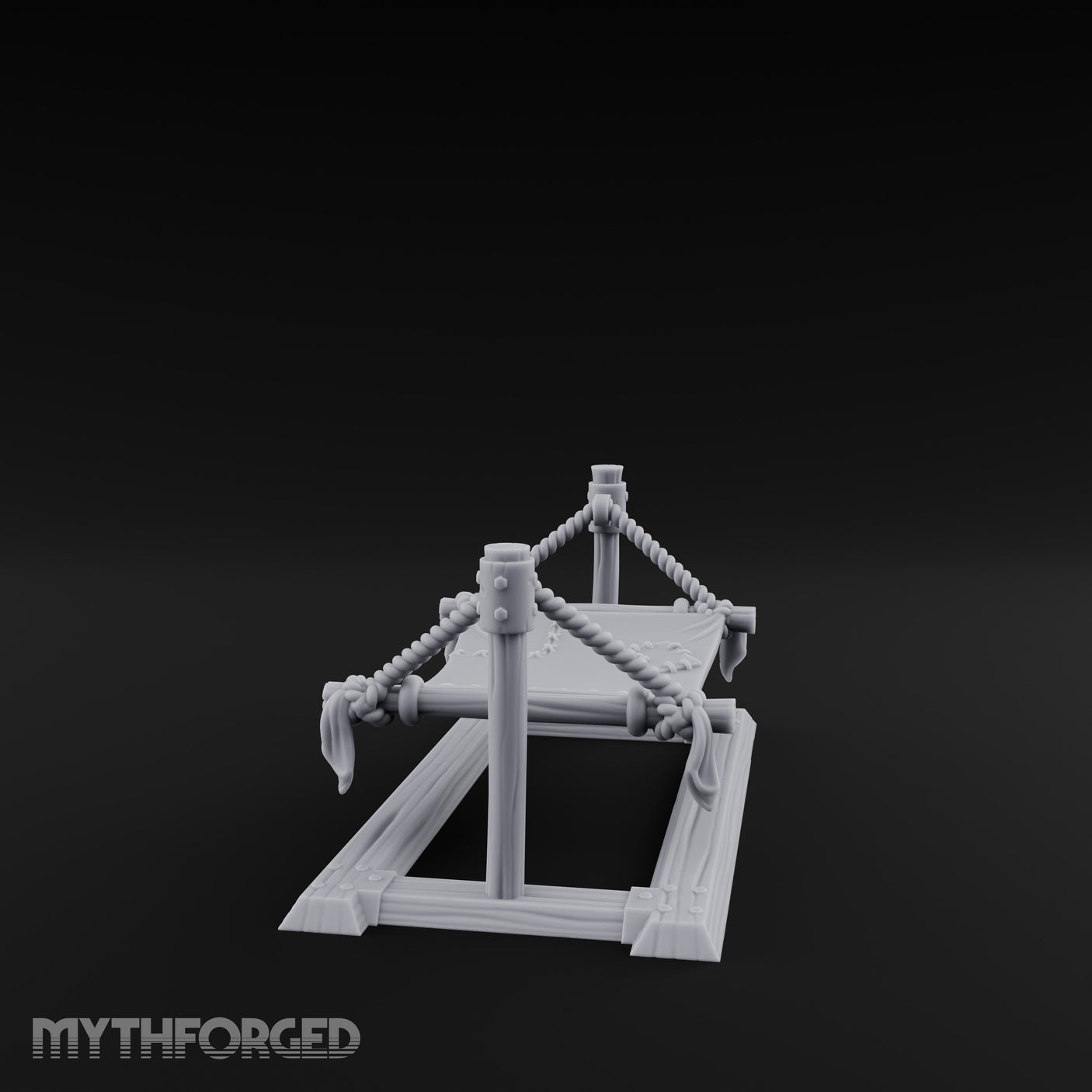 Rope-Strung Timber-Framed Hammock Miniature for Dungeons and Dragons, Pathfinder or other TTRPGs