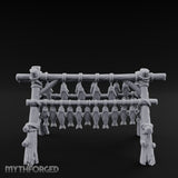 Rope-Tied Scale-Heavy Fish Drying Rack Miniature for Dungeons and Dragons, Pathfinder or other TTRPGs