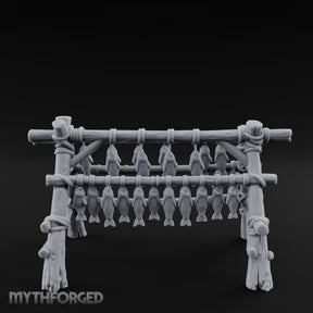 Rope-Tied Scale-Heavy Fish Drying Rack Miniature for Dungeons and Dragons, Pathfinder or other TTRPGs