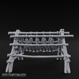 Rope-Tied Scale-Heavy Fish Drying Rack Miniature for Dungeons and Dragons, Pathfinder or other TTRPGs