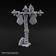 Rope-Wrapped Fleur-de-Lis Topped Candlelit Sign Post Miniature for Dungeons and Dragons, Pathfinder or other TTRPGs