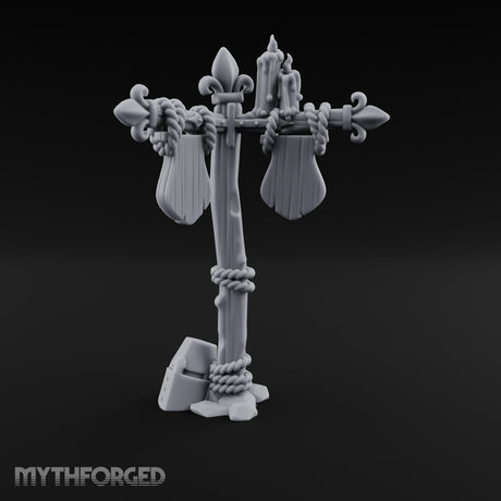Rope-Wrapped Fleur-de-Lis Topped Candlelit Sign Post Miniature for Dungeons and Dragons, Pathfinder or other TTRPGs