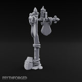 Rope-Wrapped Fleur-de-Lis Topped Candlelit Sign Post Miniature for Dungeons and Dragons, Pathfinder or other TTRPGs