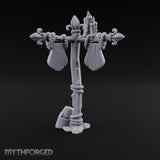 Rope-Wrapped Fleur-de-Lis Topped Candlelit Sign Post Miniature for Dungeons and Dragons, Pathfinder or other TTRPGs