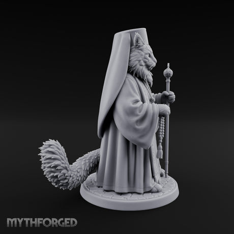 Rosary Clutching Tabaxi Cleric Miniature for Dungeons and Dragons, Pathfinder or other TTRPGs