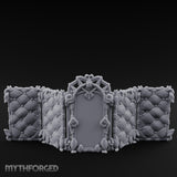 Rose-Arched Button-Tufted Noble Folding Screen Miniature for Dungeons and Dragons, Pathfinder or other TTRPGs