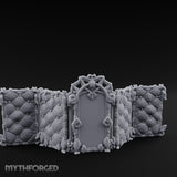 Rose-Arched Button-Tufted Noble Folding Screen Miniature for Dungeons and Dragons, Pathfinder or other TTRPGs