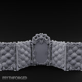 Rose-Arched Button-Tufted Noble Folding Screen Miniature for Dungeons and Dragons, Pathfinder or other TTRPGs