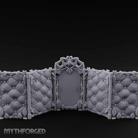 Rose-Arched Button-Tufted Noble Folding Screen Miniature for Dungeons and Dragons, Pathfinder or other TTRPGs