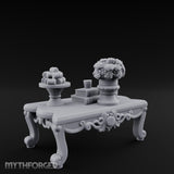 Rose-Bouquet Fruit-Laden Noble Coffee Table Miniature for Dungeons and Dragons, Pathfinder or other TTRPGs
