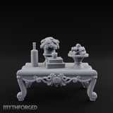 Rose-Bouquet Fruit-Laden Noble Coffee Table Miniature for Dungeons and Dragons, Pathfinder or other TTRPGs