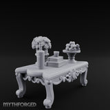 Rose-Bouquet Fruit-Laden Noble Coffee Table Miniature for Dungeons and Dragons, Pathfinder or other TTRPGs