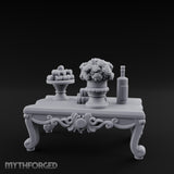 Rose-Bouquet Fruit-Laden Noble Coffee Table Miniature for Dungeons and Dragons, Pathfinder or other TTRPGs