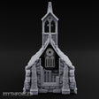 Rose-Windowed Bell-Towered Gothic Stone Chapel Miniature for Dungeons and Dragons, Pathfinder or other TTRPGs