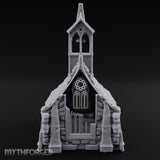 Rose-Windowed Bell-Towered Gothic Stone Chapel Miniature for Dungeons and Dragons, Pathfinder or other TTRPGs