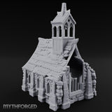 Rose-Windowed Bell-Towered Gothic Stone Chapel Miniature for Dungeons and Dragons, Pathfinder or other TTRPGs