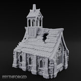 Rose-Windowed Bell-Towered Gothic Stone Chapel Miniature for Dungeons and Dragons, Pathfinder or other TTRPGs