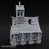 Rose-Windowed Bell-Towered Gothic Stone Chapel Miniature for Dungeons and Dragons, Pathfinder or other TTRPGs