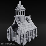 Rose-Windowed Bell-Towered Gothic Stone Chapel Miniature for Dungeons and Dragons, Pathfinder or other TTRPGs