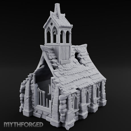 Rose-Windowed Bell-Towered Gothic Stone Chapel Miniature for Dungeons and Dragons, Pathfinder or other TTRPGs