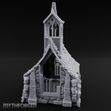 Rose-Windowed Bell-Towered Gothic Stone Chapel Miniature for Dungeons and Dragons, Pathfinder or other TTRPGs