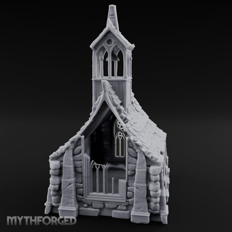 Rose-Windowed Bell-Towered Gothic Stone Chapel Miniature for Dungeons and Dragons, Pathfinder or other TTRPGs