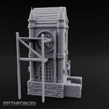 Rose-Windowed Scaffold-Ringed Gothic Bell Tower Miniature for Dungeons and Dragons, Pathfinder or other TTRPGs