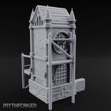 Rose-Windowed Scaffold-Ringed Gothic Bell Tower Miniature for Dungeons and Dragons, Pathfinder or other TTRPGs