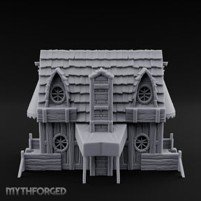Round-Windowed Plank-Sided Fortune Teller's Shack Miniature for Dungeons and Dragons, Pathfinder or other TTRPGs