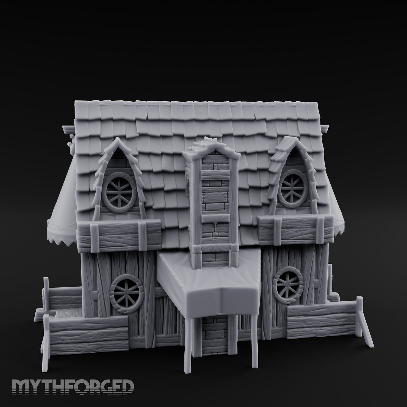 Round-Windowed Plank-Sided Fortune Teller's Shack Miniature for Dungeons and Dragons, Pathfinder or other TTRPGs