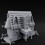 Round-Windowed Plank-Sided Fortune Teller's Shack Miniature for Dungeons and Dragons, Pathfinder or other TTRPGs