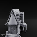 Round-Windowed Plank-Sided Fortune Teller's Shack Miniature for Dungeons and Dragons, Pathfinder or other TTRPGs