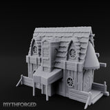 Round-Windowed Plank-Sided Fortune Teller's Shack Miniature for Dungeons and Dragons, Pathfinder or other TTRPGs