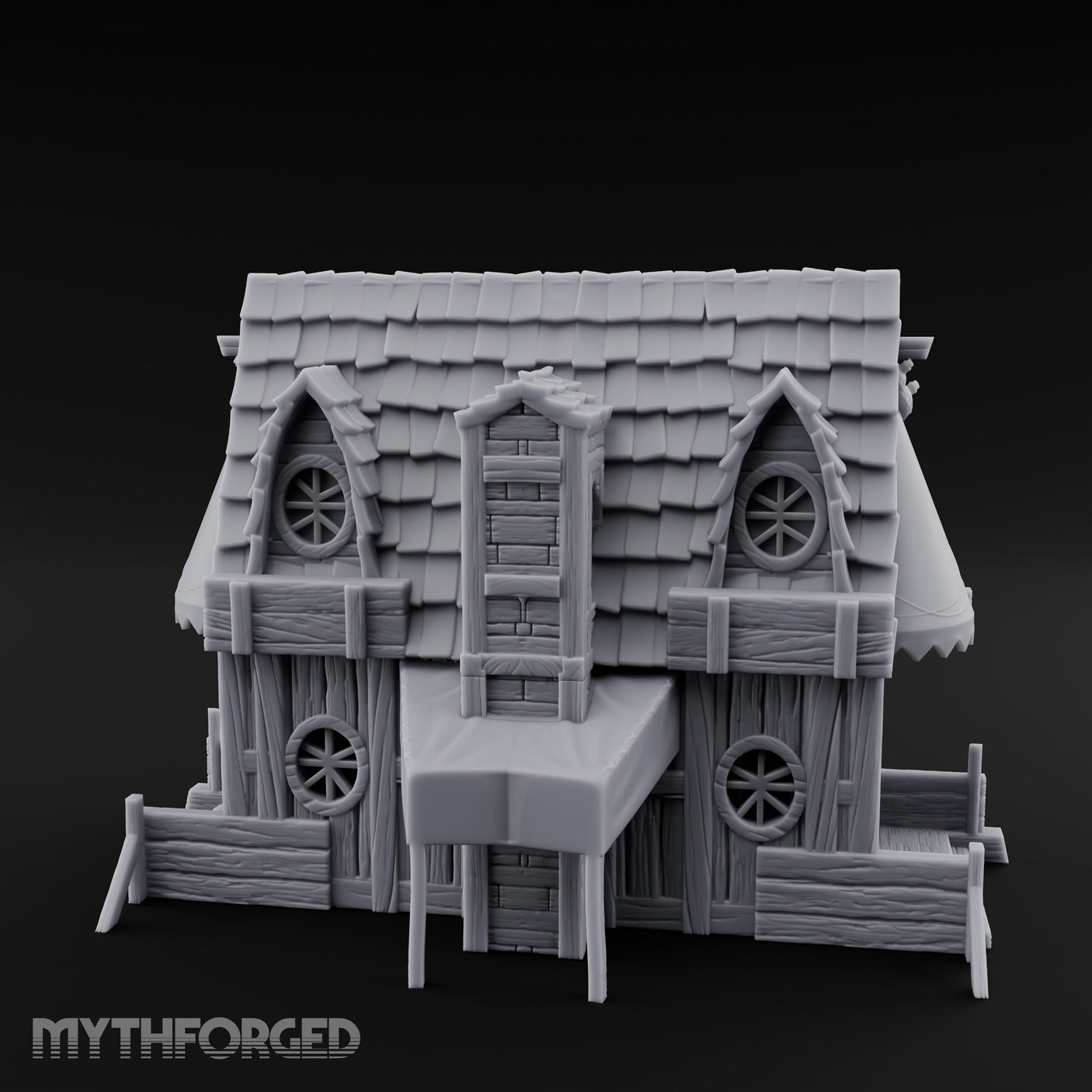 Round-Windowed Plank-Sided Fortune Teller's Shack Miniature for Dungeons and Dragons, Pathfinder or other TTRPGs