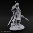 Swept Back Striding Tiefling Warlord Miniature for Dungeons and Dragons, Pathfinder or other TTRPGs