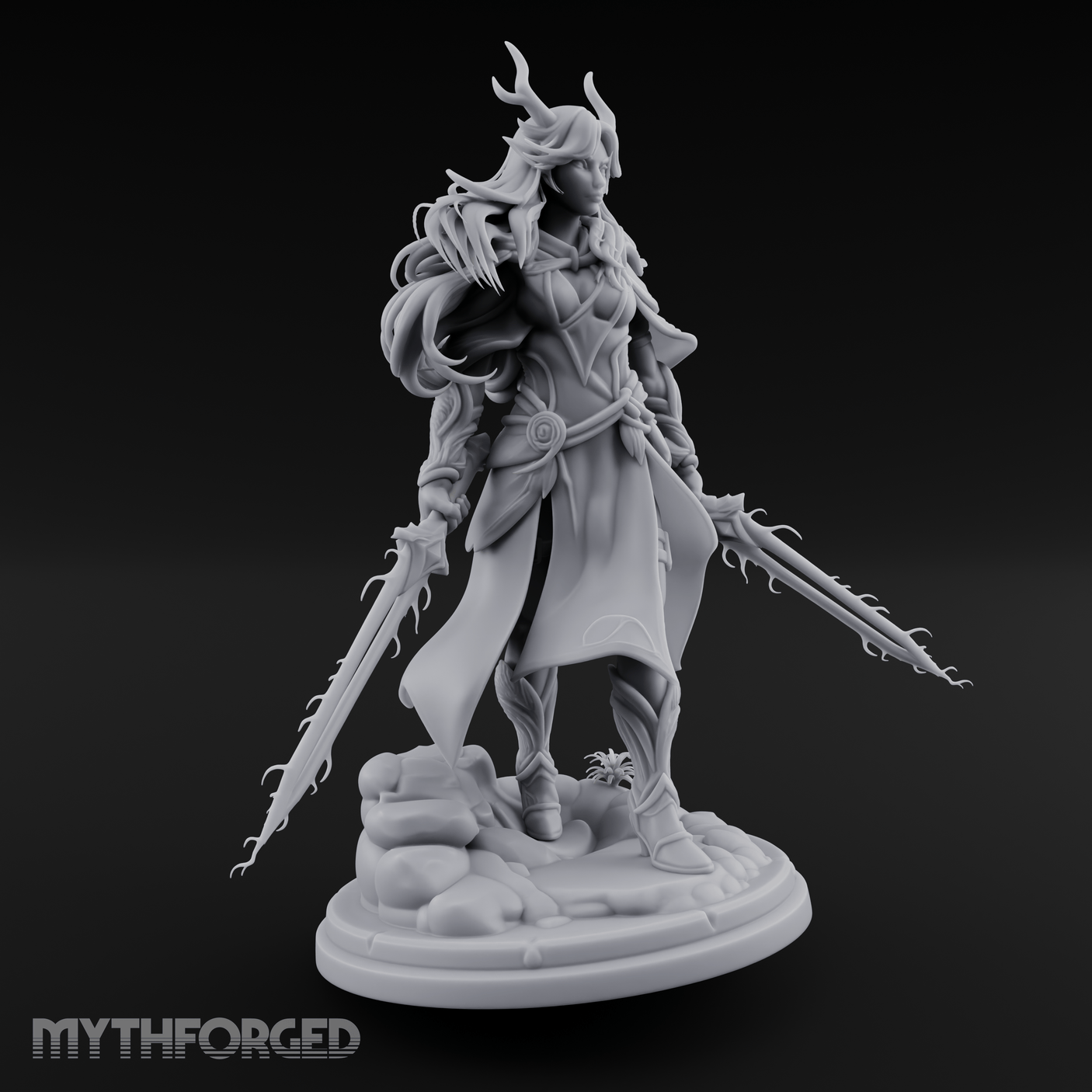 Swept Back Striding Tiefling Warlord Miniature for Dungeons and Dragons, Pathfinder or other TTRPGs