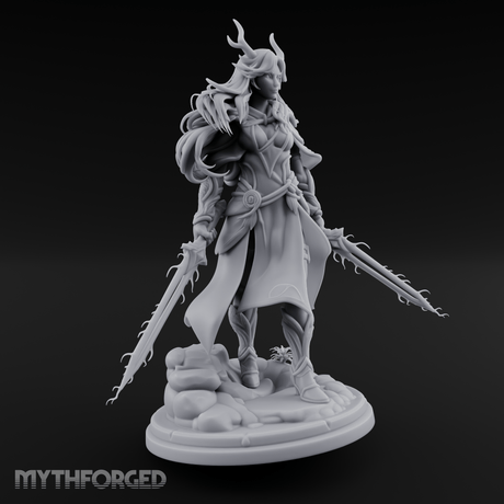 Swept Back Striding Tiefling Warlord Miniature for Dungeons and Dragons, Pathfinder or other TTRPGs