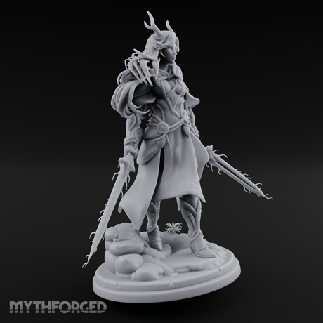 Swept Back Striding Tiefling Warlord Miniature for Dungeons and Dragons, Pathfinder or other TTRPGs