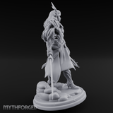 Swept Back Striding Tiefling Warlord Miniature for Dungeons and Dragons, Pathfinder or other TTRPGs